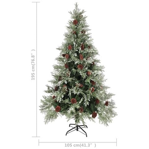 Albero Di Natale Con Pigne Verde E Bianco 195 Cm In Pvc E Pe - Foto 5