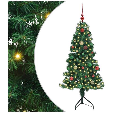 Albero di Natale Artificiale Angolare con 150 LED Verde 150 cm - Foto 1
