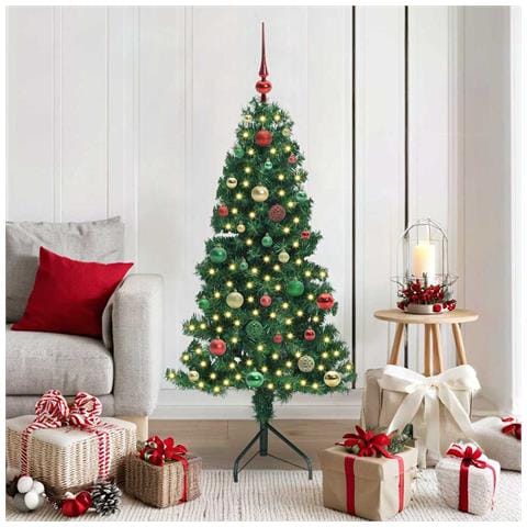 Albero di Natale Artificiale Angolare con 150 LED Verde 150 cm - Foto 2