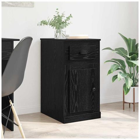 Mobile laterale Rovere Nero 40 x 50 x 75 cm Legno multistrato - Foto 2