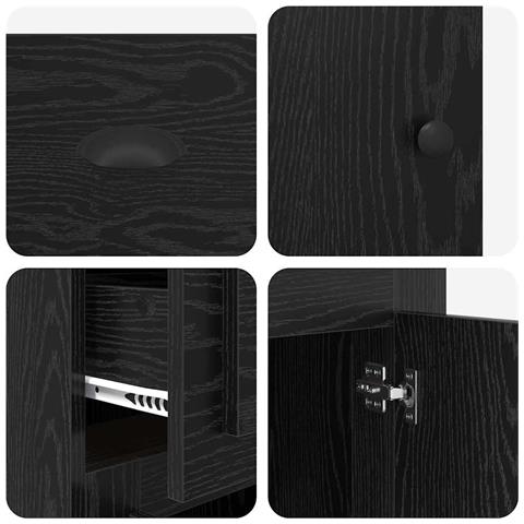 Mobile laterale Rovere Nero 40 x 50 x 75 cm Legno multistrato - Foto 9