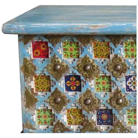 Baule In Legno Blu 146x40x45h - Foto 2