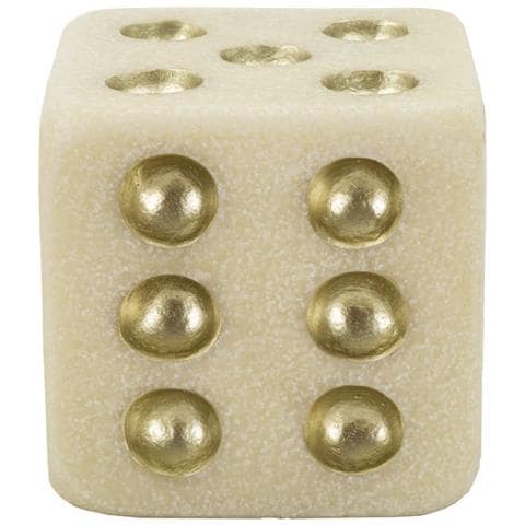 Dado Decorativo Quarzy Grande In Resina Bianco E Oro - Foto 2
