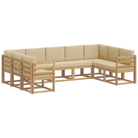 Set di divani da esterno con cuscino 9 pcs Bianco e Beige - Foto 1