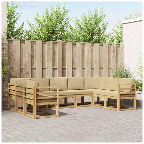 Set di divani da esterno con cuscino 9 pcs Bianco e Beige - Foto 2