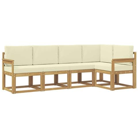 Set di divani da esterno con cuscino 5 pcs Bianco e Crema - Foto 1