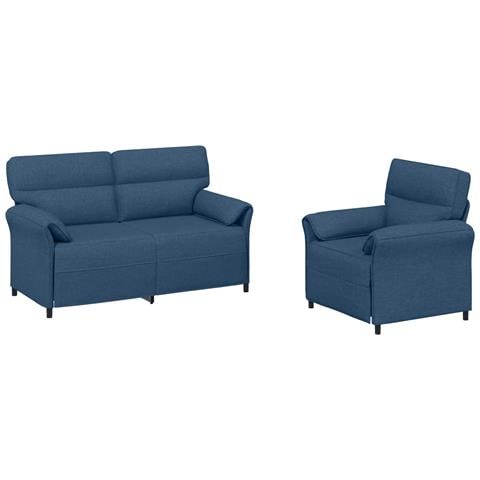 Set di divani 2 pz Blu Tessuto - Foto 1