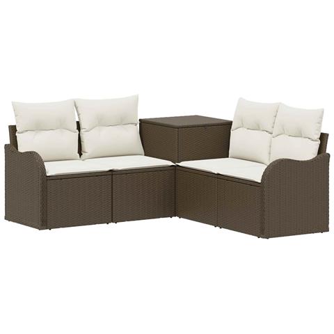 Set di divani 5 pz Marrone e Bianco Crema - Foto 1
