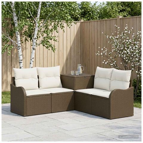 Set di divani 5 pz Marrone e Bianco Crema - Foto 9