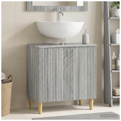 Armadio per Lavabo da Bagno ARNHEM Sonoma grigio - Foto 2