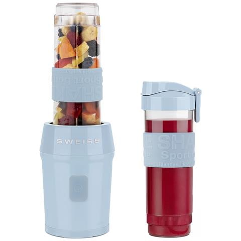 Mini Frullatore Per Smoothie, 2 Borracce Da 570 Ml Con Coperchi Da Viaggio, Portatile, 4 Lame In Acciaio Inossidabile, 300 W, Lavabile In Lavastoviglie, Blu - Foto 1