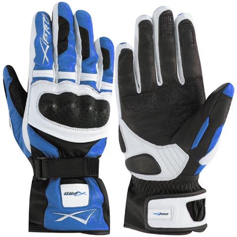 Guanto Sport Moto Pelle Corto Foderato Protezioni Imbottito Bianco / blu S - Foto 1