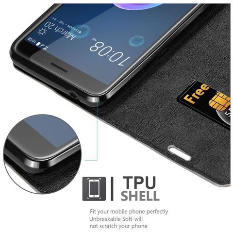 Custodia Compatibile Con Htc Desire 12 In Bruno Caffè - Coperchio Protettiva Con Chiusura Magnetica, Funzione Stand E Tasca Per Le Carte - Foto 2