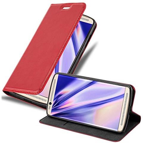 Custodia Compatibile Con Zte Axon 7 Mini In Rosso Mela - Coperchio Protettiva Con Chiusura Magnetica, Funzione Stand E Tasca Per Le Carte - Foto 1