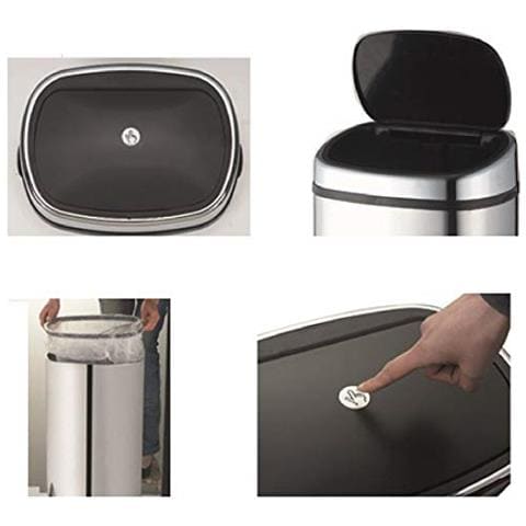 Cucina Move - Pattumiera Per La Cucina, Semi-automatica, One-touch Forma Quadrata, In Acciaio Inox Cromato, Capacità: 50l, Acciaio Inox, Acciaio Inox, 60 L - Foto 2