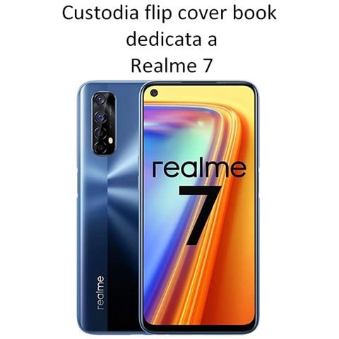 Smart Book Custodia Poket Silicone Flip Cover Case Per Realme 7 Black - Foto 2