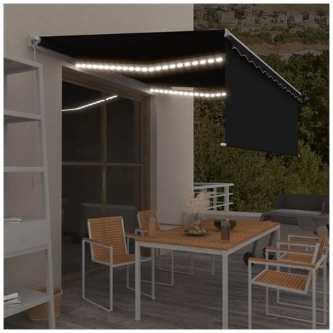 Tenda da Sole Retrattile Manuale con LED 4,5x3 m Antracite - Foto 7