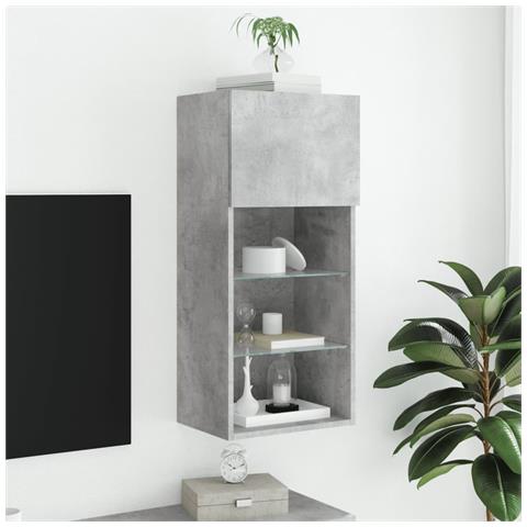 Mobile Tv Con Luci Led Grigio Cemento 40,5x30x90 Cm - Foto 3