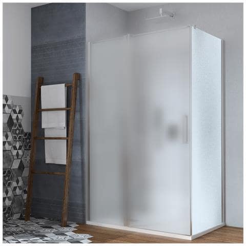 Parete Fissa Box Doccia Porta Battente Clematis Cristallo 6 Mm Telaio Alluminio *** Misure : 97-99xh195 Cm Stampato - Foto 1