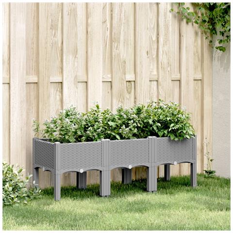 Fioriera Da Giardino Con Gambe Grigio Chiaro 120x40x42 Cm In Pp - Foto 1