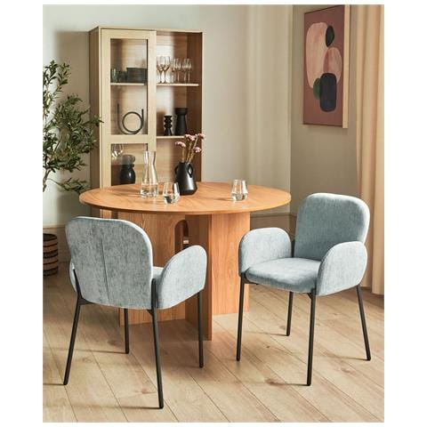 Set Di 2 Sedie Da Pranzo Tessuto Verde Menta Albee - Foto 1