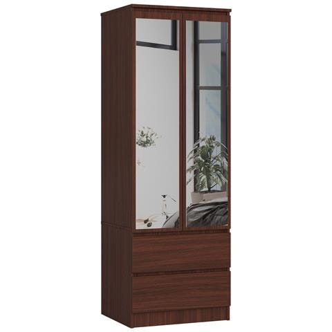 Armadio A 2 Ante Battenti E Cassetti S60 con specchio, 60x51x180 cm, Colore Weng? - Foto 1