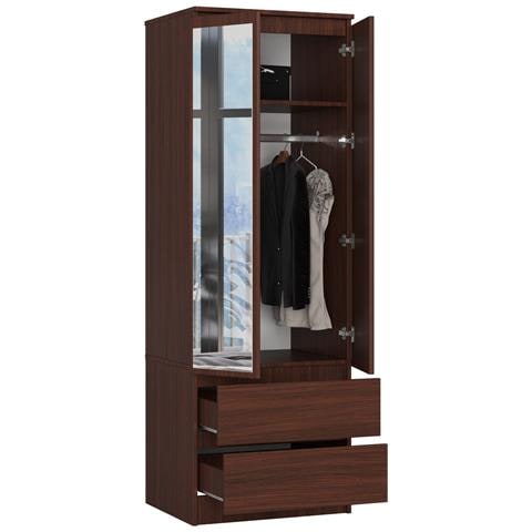 Armadio A 2 Ante Battenti E Cassetti S60 con specchio, 60x51x180 cm, Colore Weng? - Foto 2