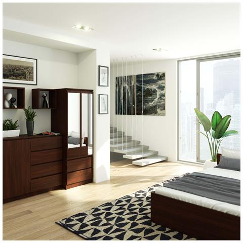 Armadio A 2 Ante Battenti E Cassetti S60 con specchio, 60x51x180 cm, Colore Weng? - Foto 6