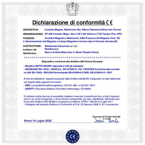 Contatto Magnetico A Mattoncino Da Esterno 3 Pezzi Per Allarme Porte Infissi Contatto Reed Nc Sottovuoto Sensibilità M - Foto 2