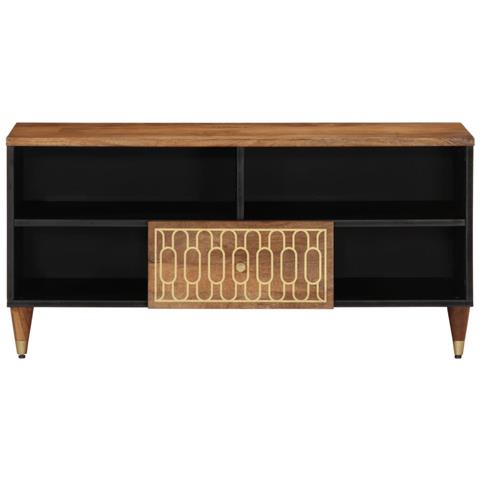 Mobile Porta Tv 100x33x46 Cm In Legno Massello Di Mango - Foto 2