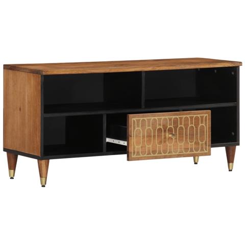 Mobile Porta Tv 100x33x46 Cm In Legno Massello Di Mango - Foto 3