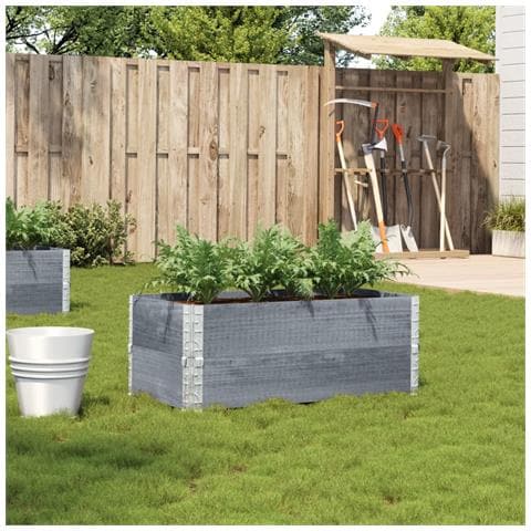 Fioriera Da Giardino Grigia 40x40x78 Cm Legno Massello Di Pino - Foto 1