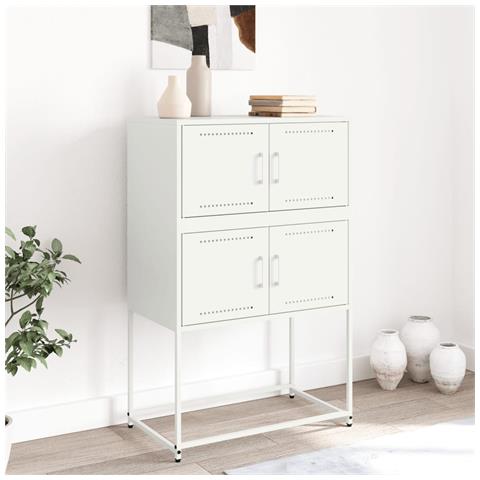Credenza Bianca 68,5x38,5x107 Cm In Acciaio - Foto 2