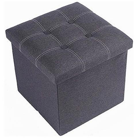 Pouff Puff Pouf Contenitore Imbottito Portaoggetti Seduta Grigio 38x38x35cm 79424 - Foto 1