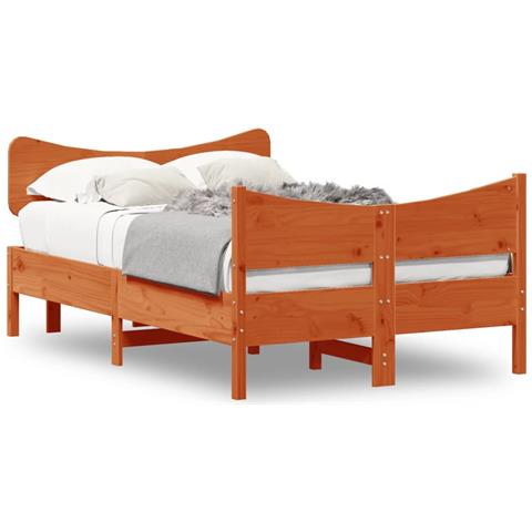 Letto Senza Materasso Marrone Cera 120x190 Cm In Legno Di Pino - Foto 2