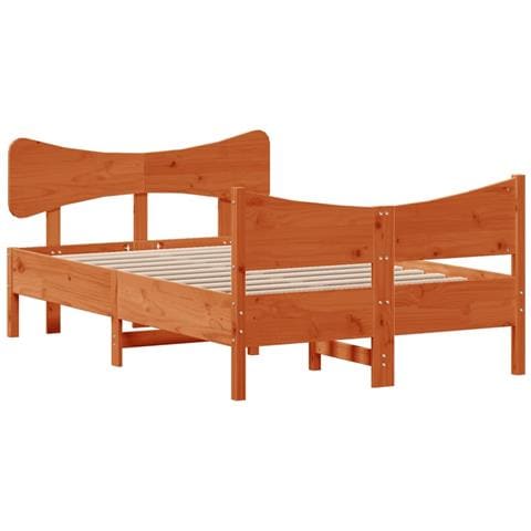 Letto Senza Materasso Marrone Cera 120x190 Cm In Legno Di Pino - Foto 3