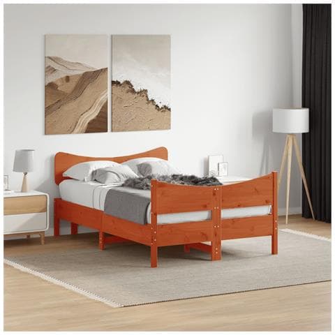 Letto Senza Materasso Marrone Cera 120x190 Cm In Legno Di Pino - Foto 1