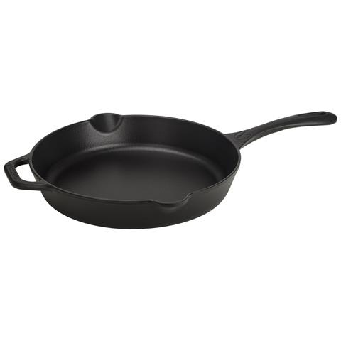 36270 Padella In Ghisa Smaltata Induzione Da 25 Cm Per, Fuoco, Barbecue, Forno Nero - Foto 1