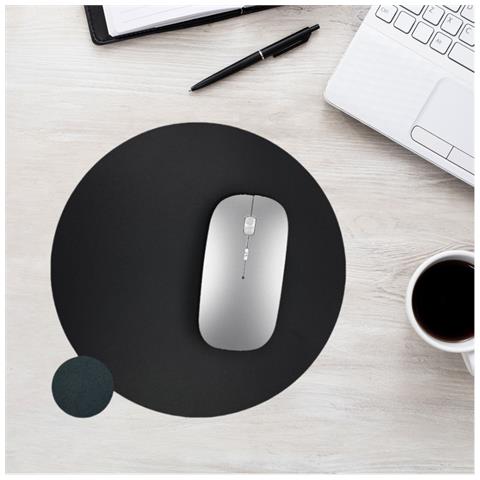 Tappetino Per Mouse Rotondo In Vera Pelle Per Un Uso Fluido Black - Foto 2