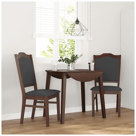 Sedie da Pranzo con Cuscini 2pz Marrone Legno Massello di Hevea - Foto 2