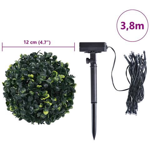 Sfere di Bosso Artificiale con Luci LED 4 pz Verdi 12 cm - Foto 9
