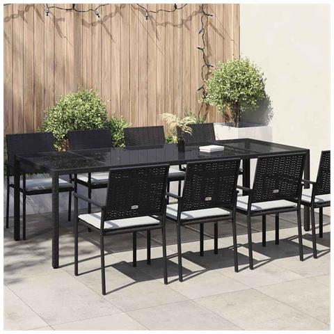 Tavolo da Pranzo da Giardino Nero 250x100x75 cm Polyrattan - Foto 2