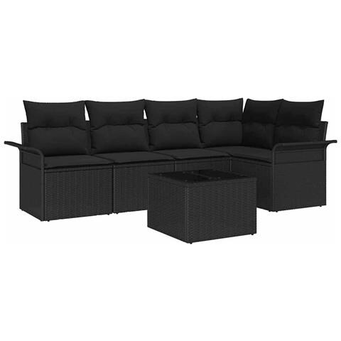 Set Divano da Giardino 6 Pezzi con Cuscini Beige Polirattan - Foto 1