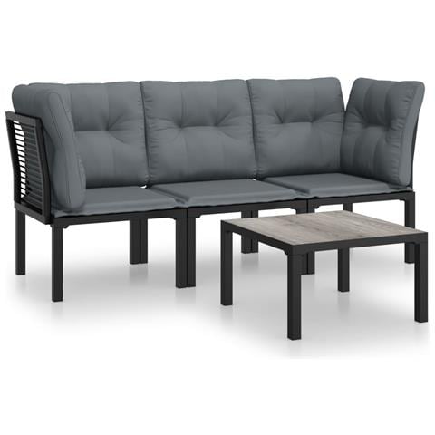 Set Salotto da Giardino 4 pz Nero e Grigio in Polyrattan - Foto 1