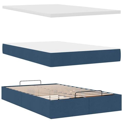 Struttura Letto Pouf con Materasso Blu 120x200 cm in Tessuto - Foto 9