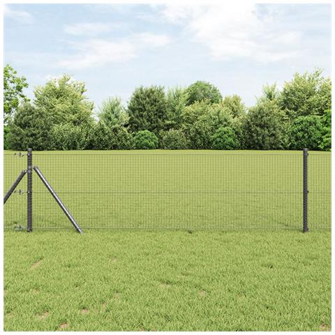 Recinzione in Filo Saldato con 13 Pali Grigio 0.6x25 m Acciaio - Foto 2