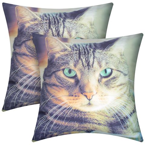 Set Di 2 Copricuscini 40x40 Cm Design Gatto A Pelo Corto - Foto 2