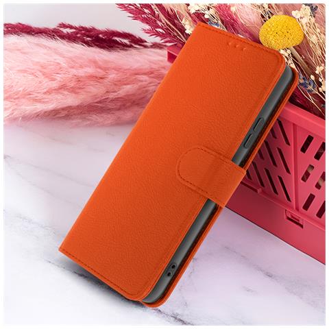 Custodia A Portafoglio Per Samsung A15 Con Supporto E Linguetta Magnetica, Arancione - Foto 5