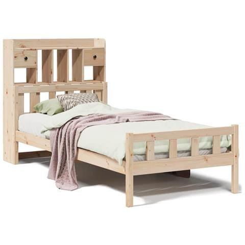 Letto Libreria senza Materasso 90x190 cm Legno Massello Pino - Foto 1