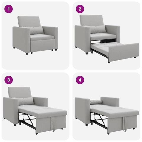 Divano Letto Singolo Grigio nuvola 90 x 165 x 87 cm Tessuto - Foto 9